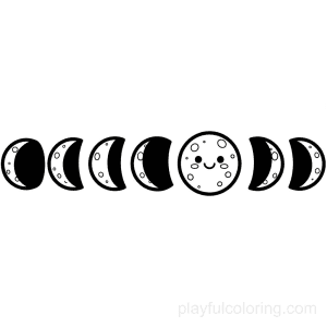 A row of moon phases icons from new to full, neat sequence.